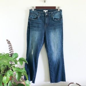 BP high rise cropped kick flare distressed jeans